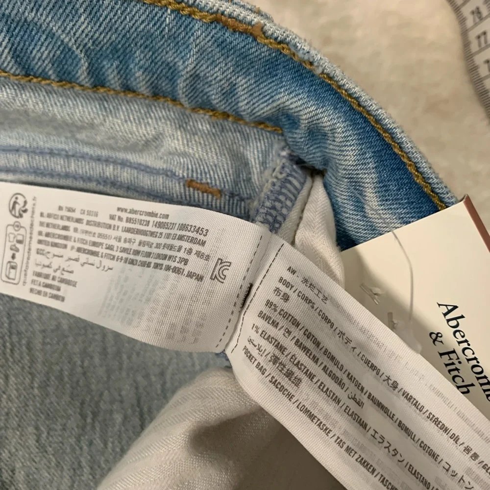 New Abercrombie & Fitch Baggy Denim Shorts Mid Rise Plus Size 37 24‎ Stretch